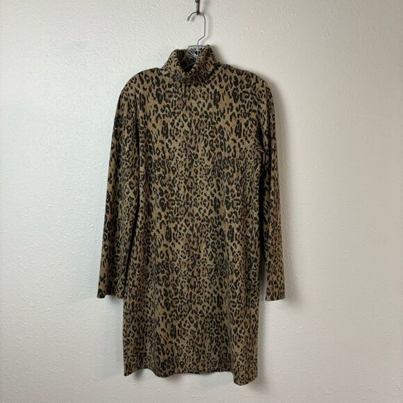 Zara Animal Print Turtleneck Sweater Dress Size Large - Picture 1 of 5